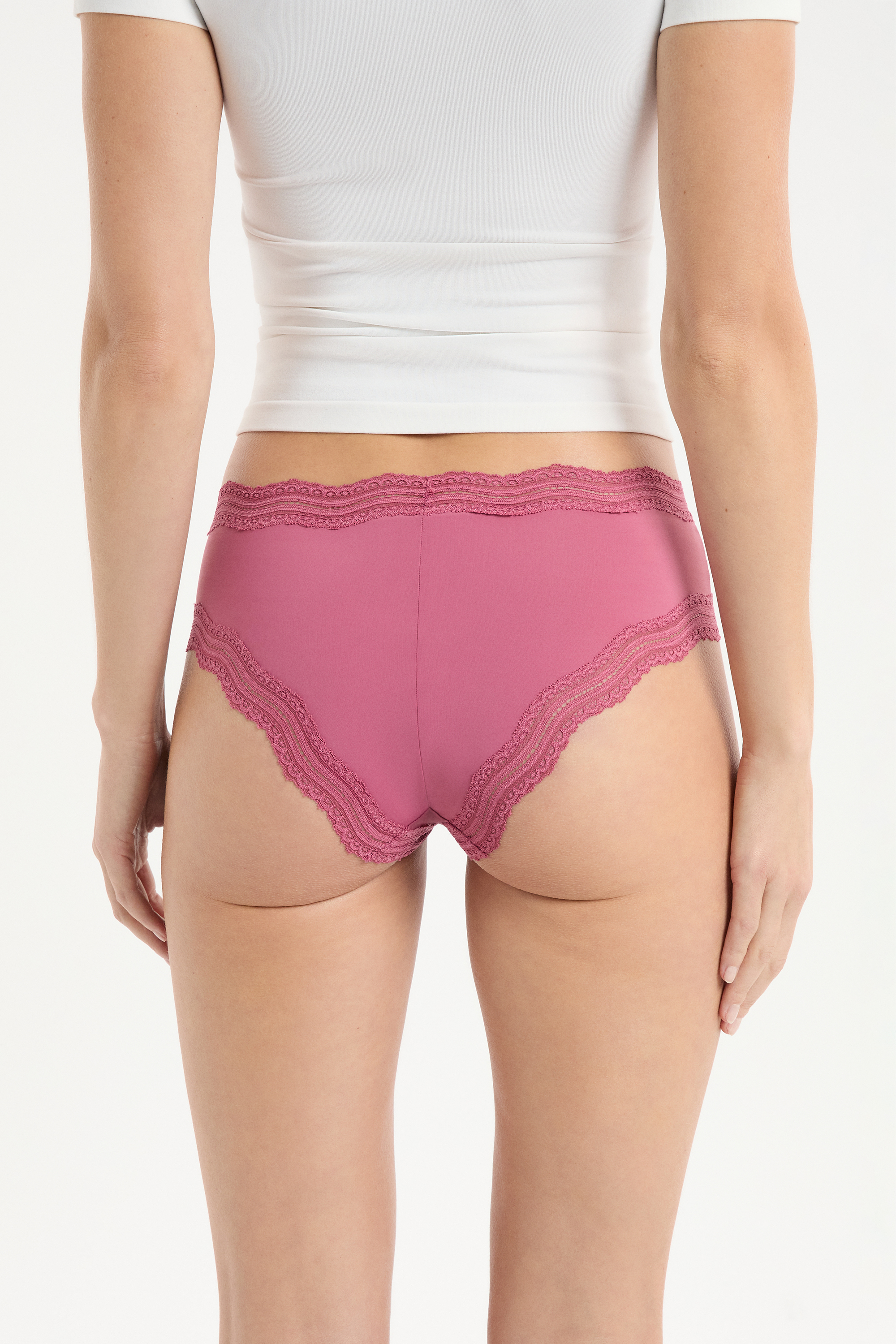 Boyshort mit Spitzenbesatz aus Mikrofaser